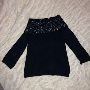LNWOT Off the Shoulder embroidered Sweater